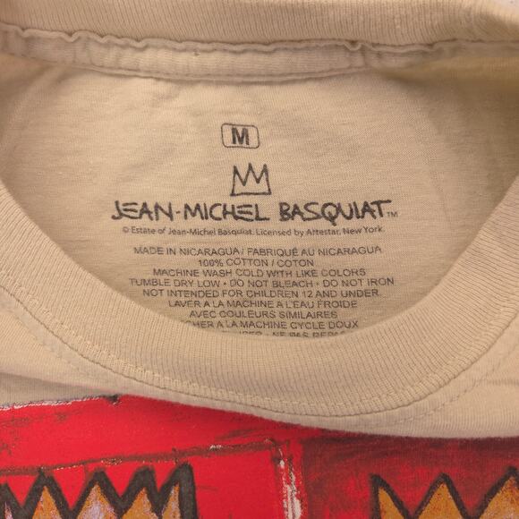 Jean Michel Basquiat Crew Neck Short Sleeve T-Shirt Mens Size Medium M Tan - Picture 3 of 9